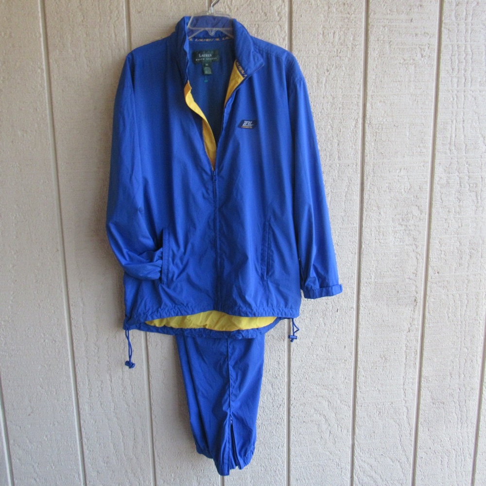 Lauren Ralph Lauren Track Suit Womens M Blue Running Jogging Lounge Blue Gold